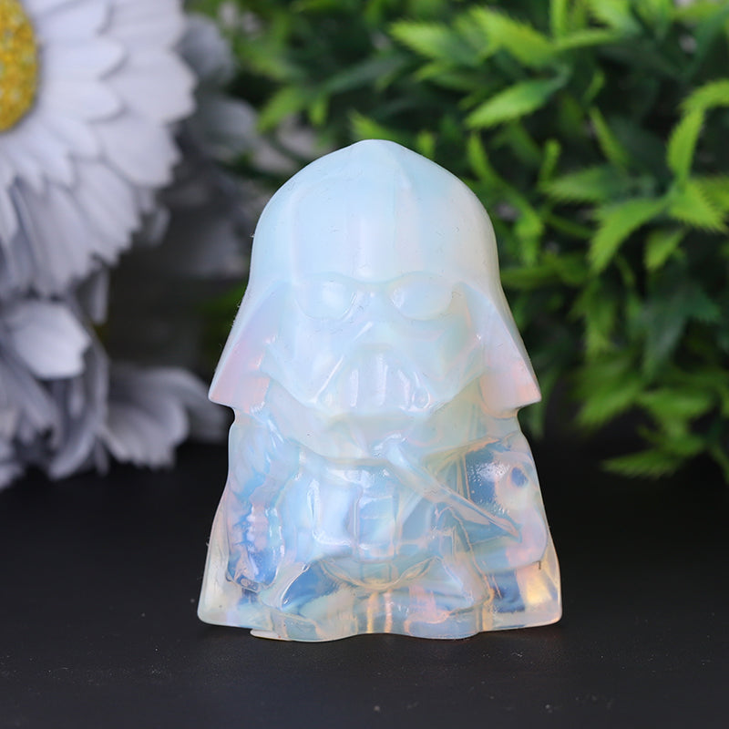 2.5 inch Opalite Crystal Figurine Carving Helmet