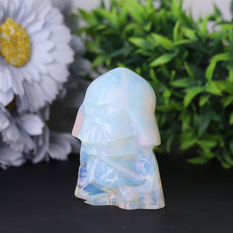 2.5 inch Opalite Crystal Figurine Carving Helmet