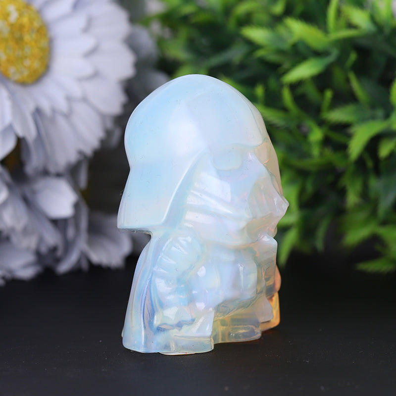 2.5 inch Opalite Crystal Figurine Carving Helmet