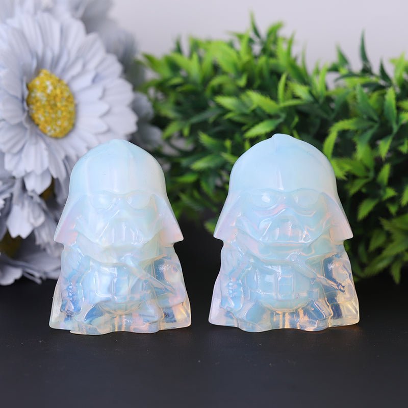 2.5 inch Opalite Crystal Figurine Carving Helmet