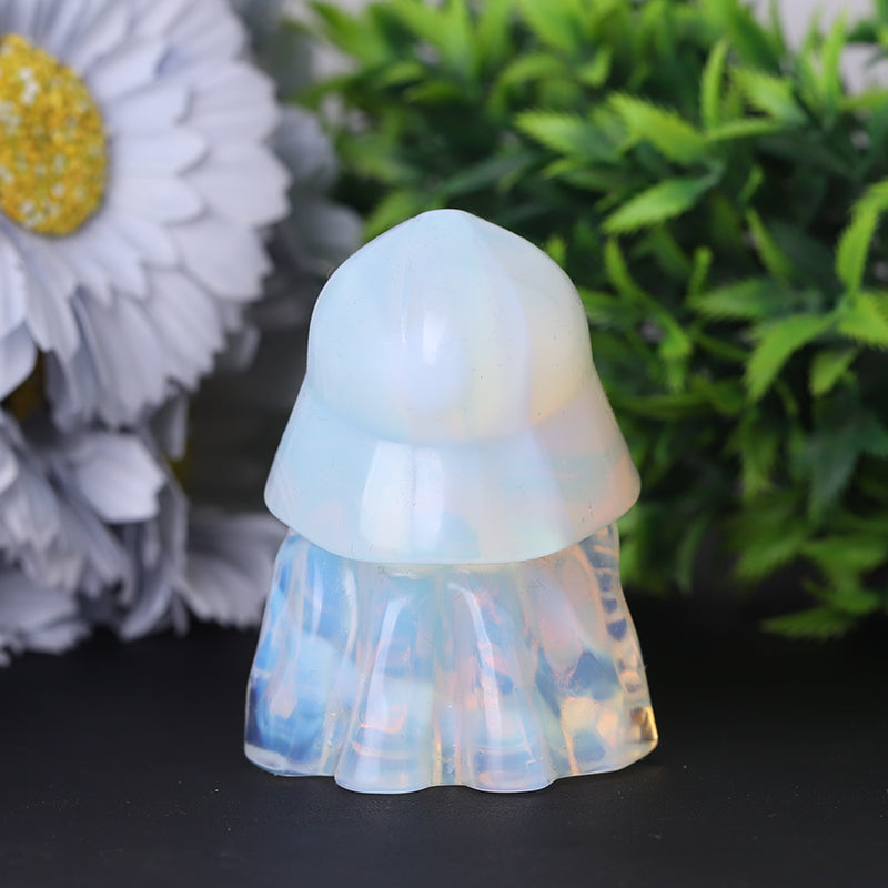 2.5 inch Opalite Crystal Figurine Carving Helmet