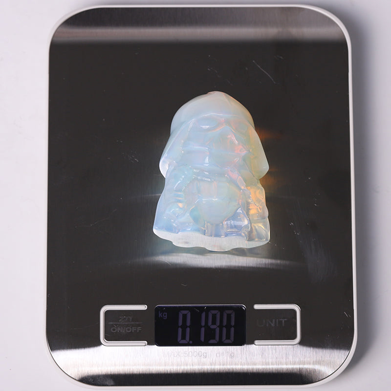 2.5 inch Opalite Crystal Figurine Carving Helmet
