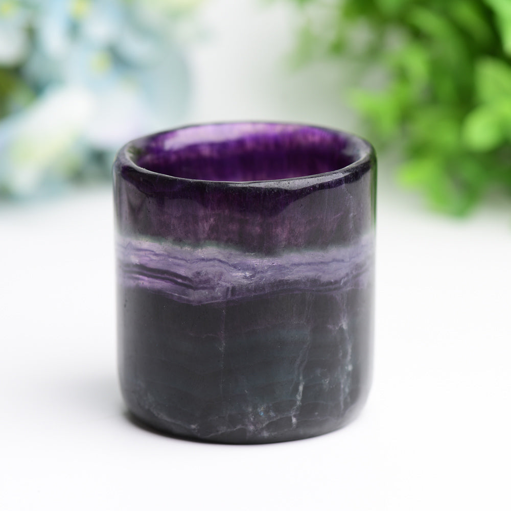2.5 Inch Rainbow Fluorite Crystal Cup Sculpted Decor