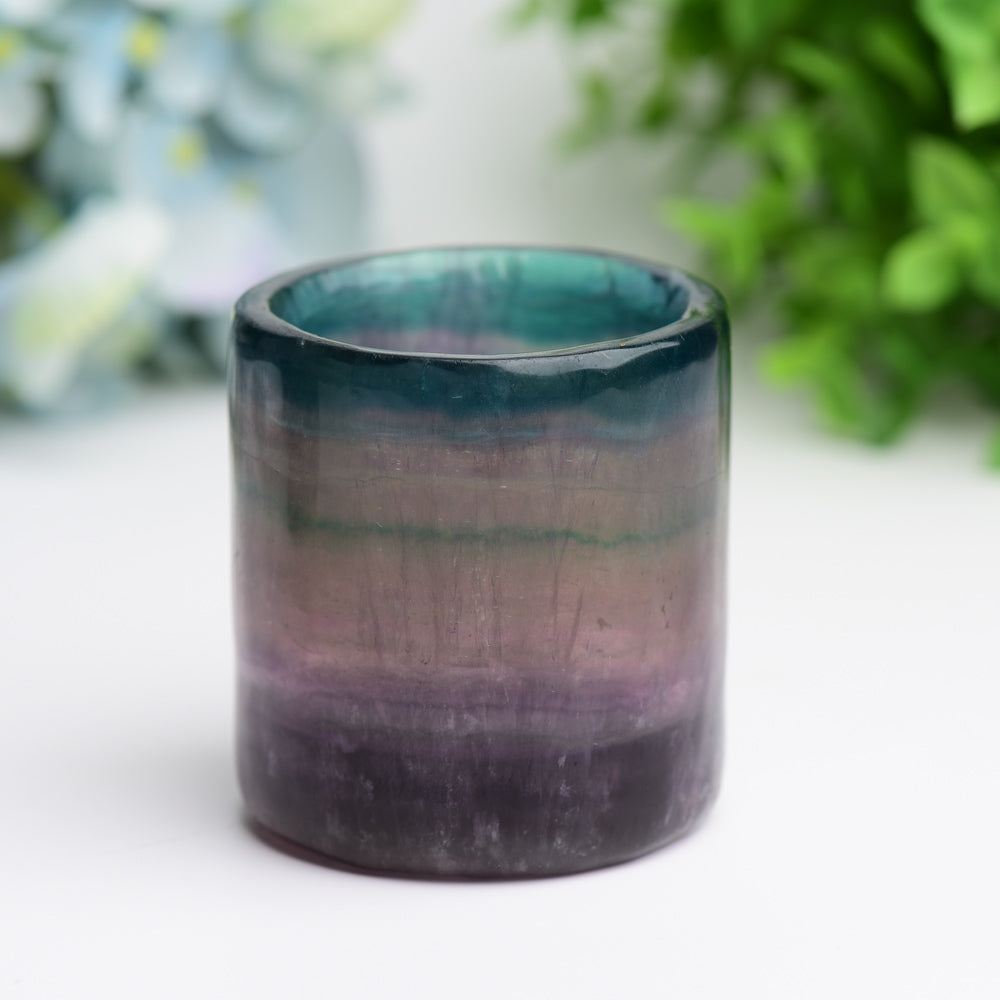 2.5 Inch Rainbow Fluorite Crystal Cup Sculpted Decor