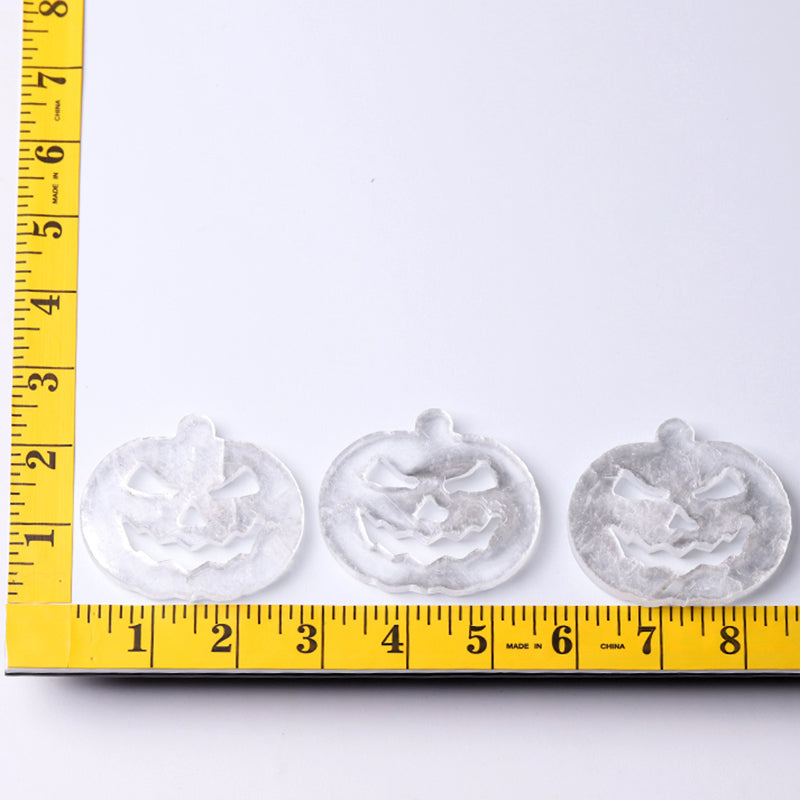 2.5 inch Selenite Crystal Pumpkin Face Carving