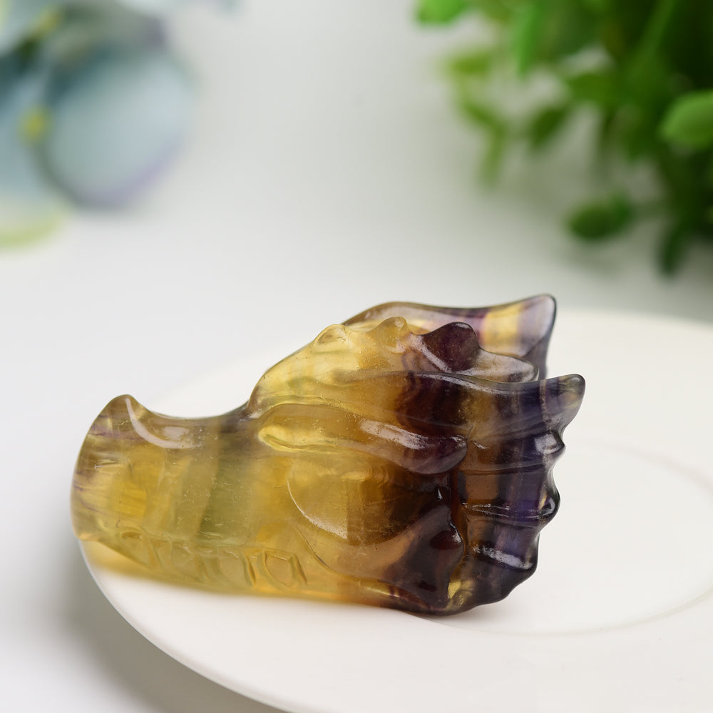 2.5-inch Yellow Fluorite Dragon Crystal Carving for Healing