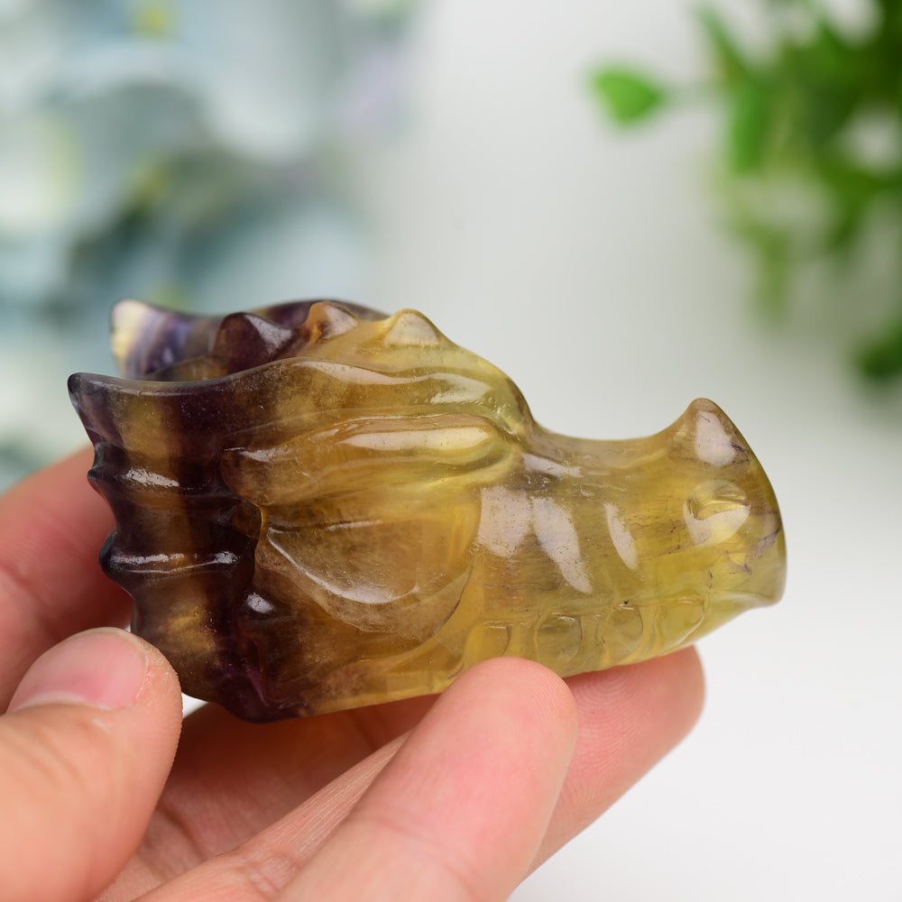 2.5-inch Yellow Fluorite Dragon Crystal Carving for Healing