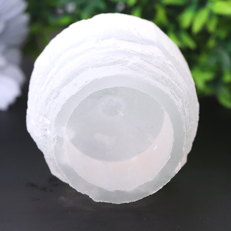 2.5" Selenite Tower Candle Holder for Meditation & Decor