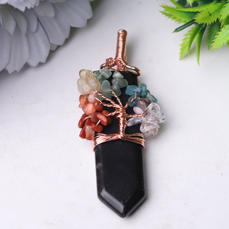 2.5" Tree of Life Crystal Pendant with Healing Gemstones