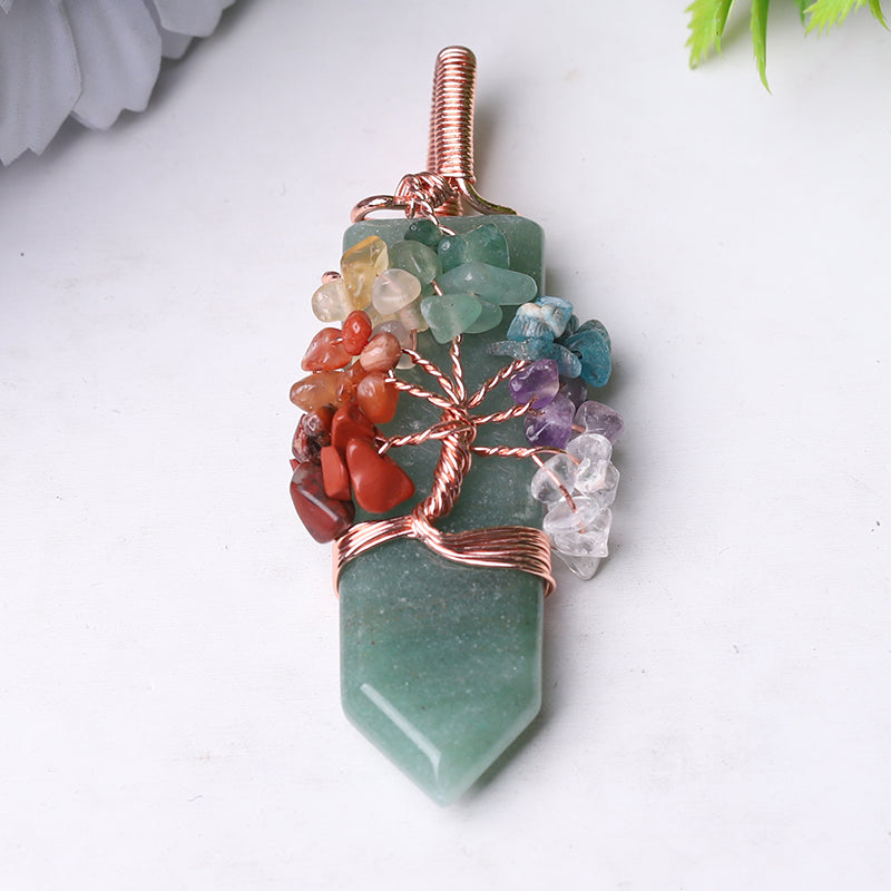 2.5" Tree of Life Crystal Pendant with Healing Gemstones