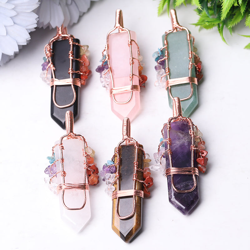 2.5" Tree of Life Crystal Pendant with Healing Gemstones