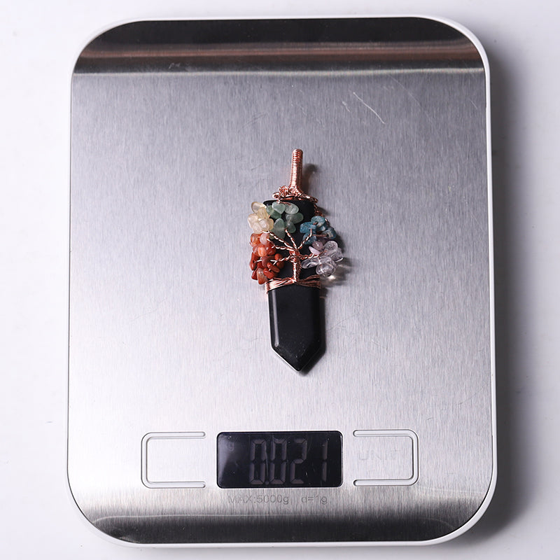 2.5" Tree of Life Crystal Pendant with Healing Gemstones