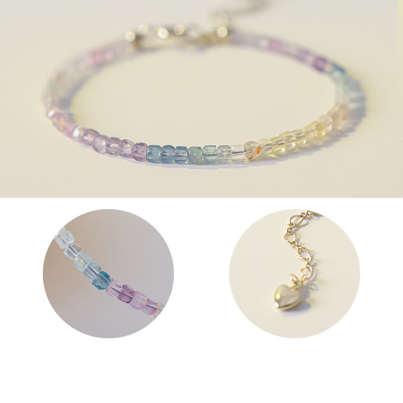 2.5mm Fluorite Copper Heart Bracelet for Balance & Peace