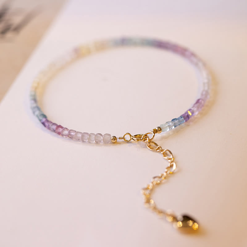 2.5mm Fluorite Copper Heart Bracelet for Balance & Peace