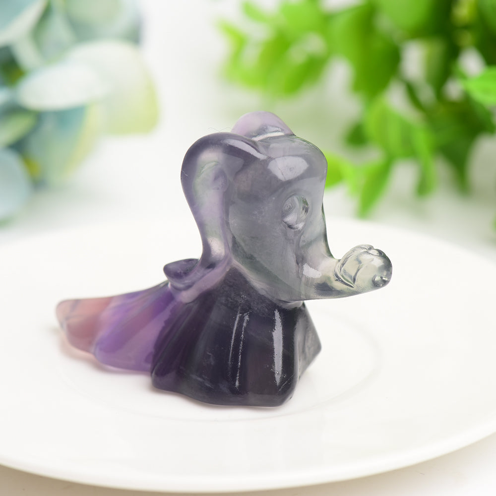 2.6" Fluorite Crystal Dog Figurine for Healing Energy