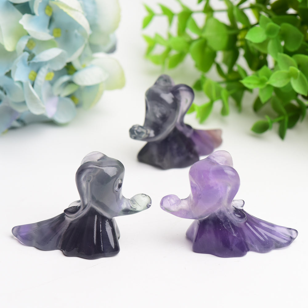2.6" Fluorite Crystal Dog Figurine for Healing Energy