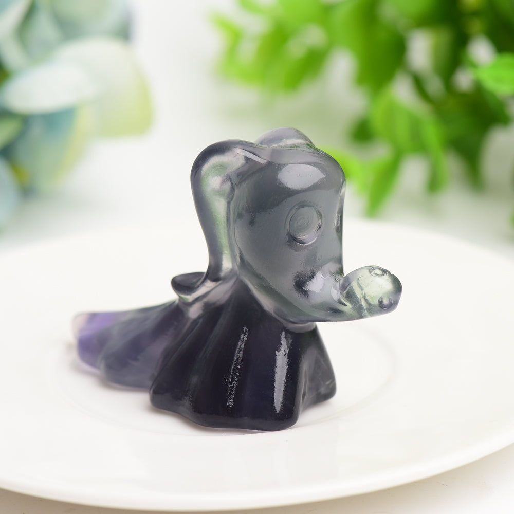 2.6" Fluorite Crystal Dog Figurine for Healing Energy