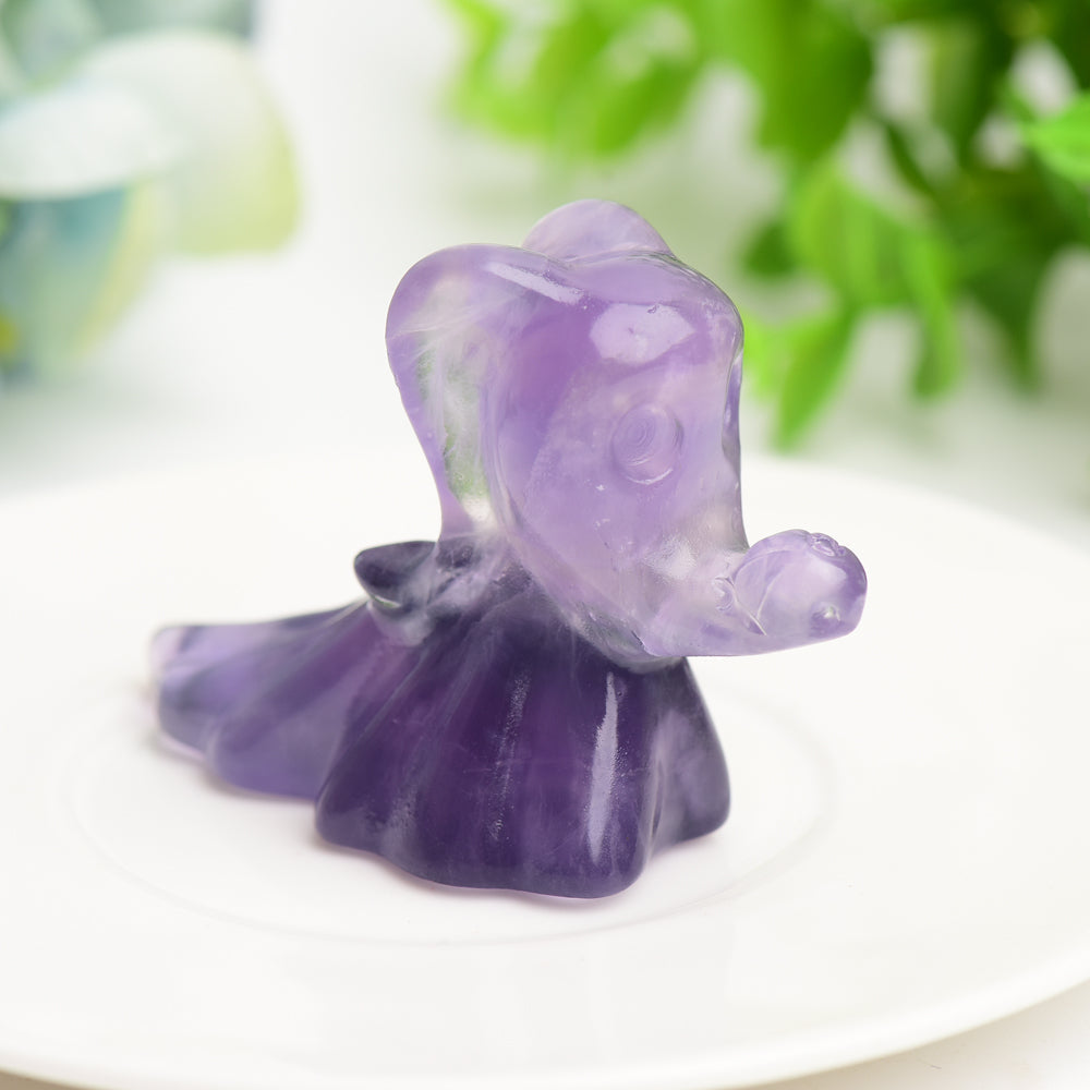 2.6" Fluorite Crystal Dog Figurine for Healing Energy