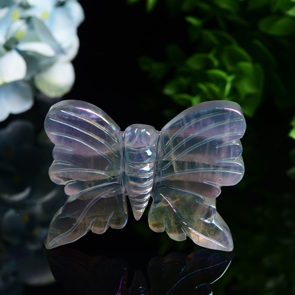2.6 inch Aura Crystal Butterfly Carving for Healing