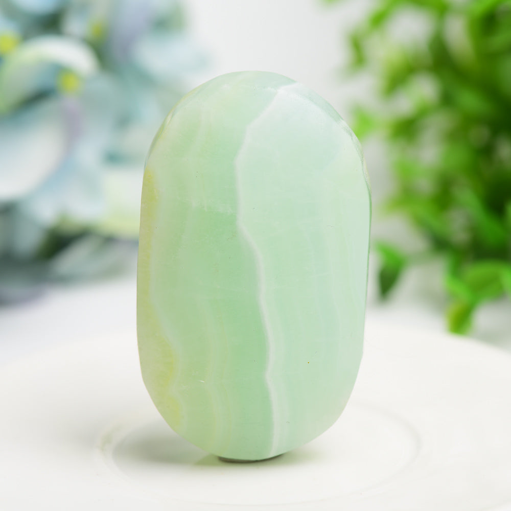 2.6-Inch Caribbean Calcite Healing Palm Stone for Meditation