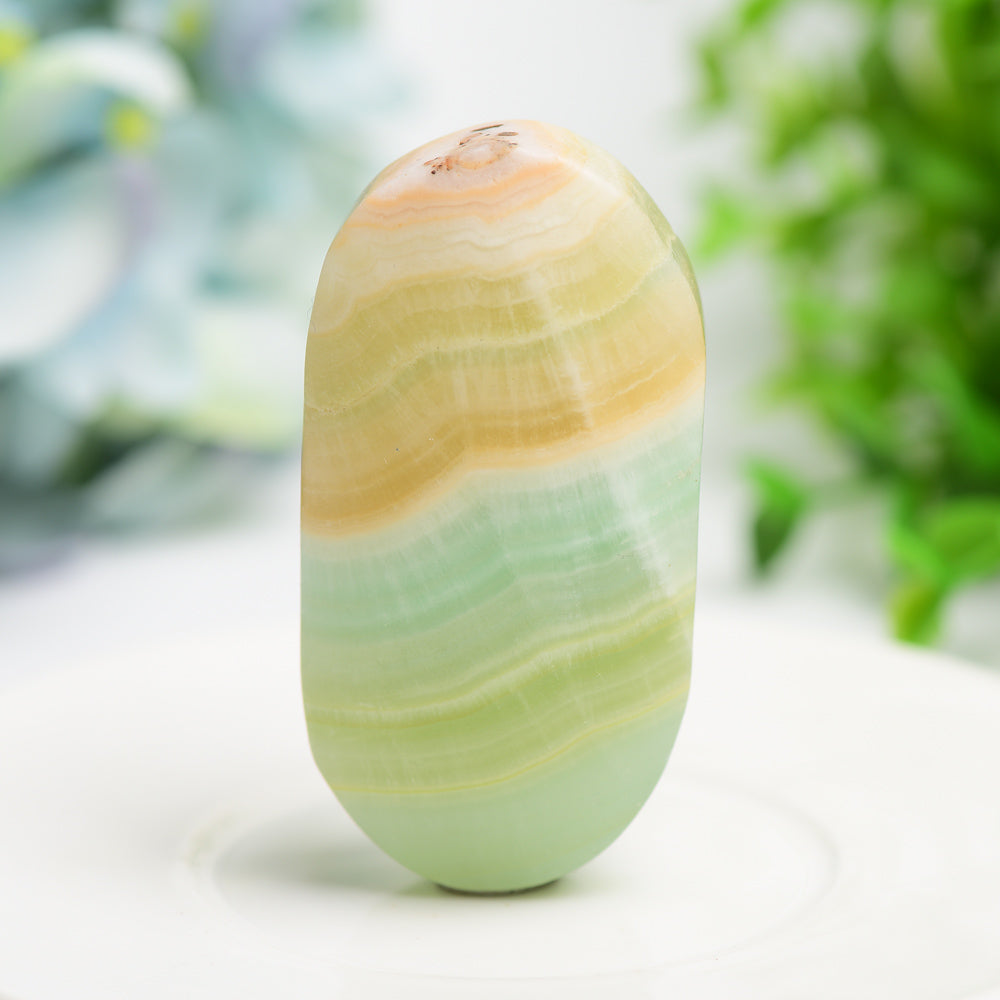 2.6-Inch Caribbean Calcite Healing Palm Stone for Meditation