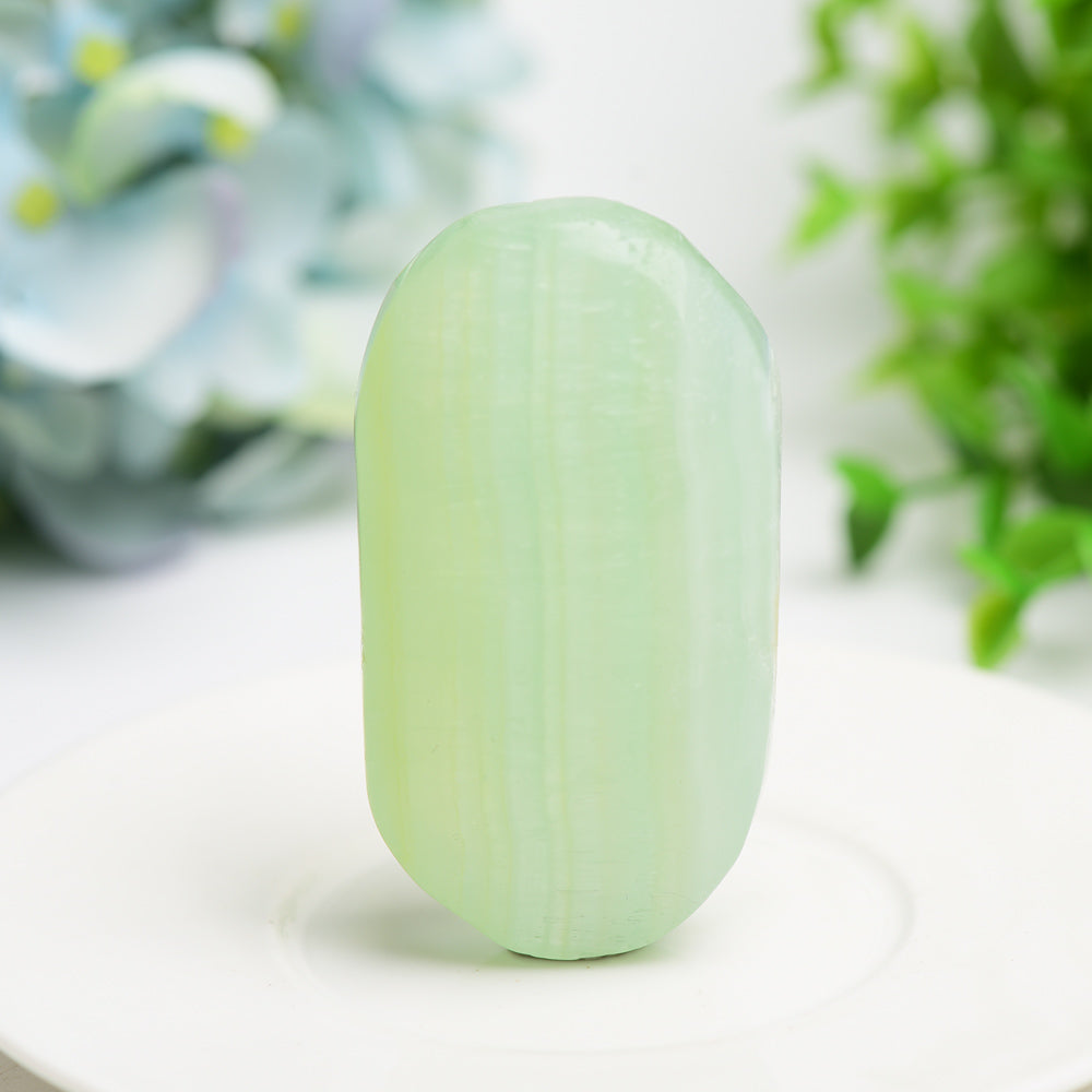 2.6-Inch Caribbean Calcite Healing Palm Stone for Meditation