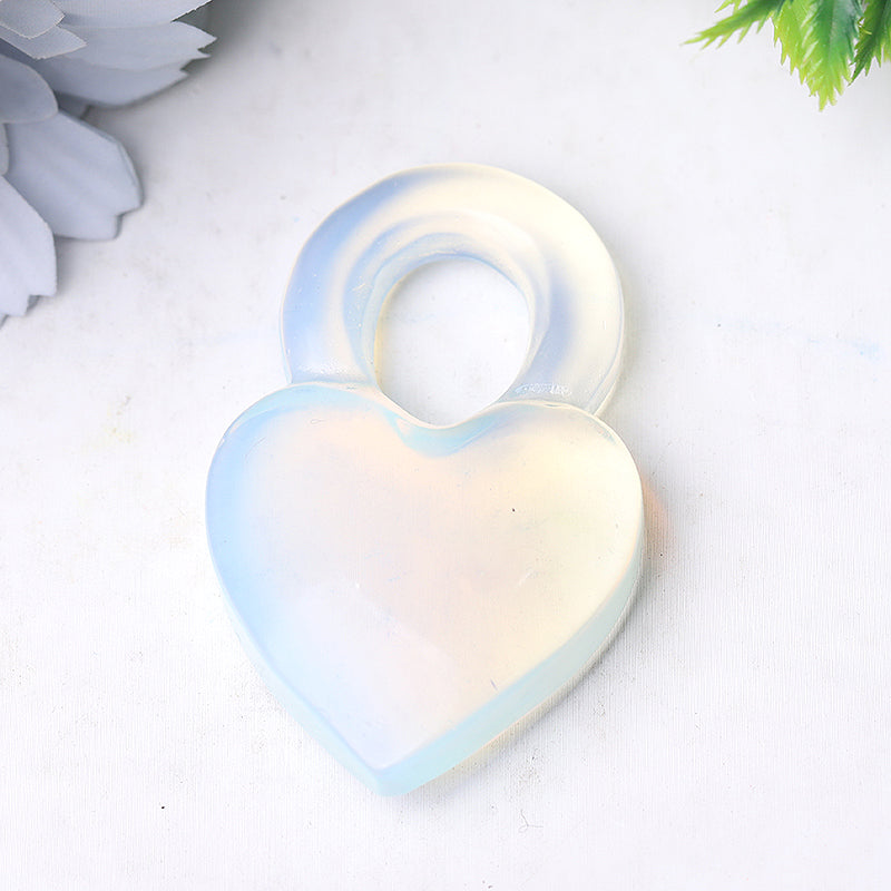 2.6 inch Crystal Heart Carvings in Mahogany, Opalite & Fluorite