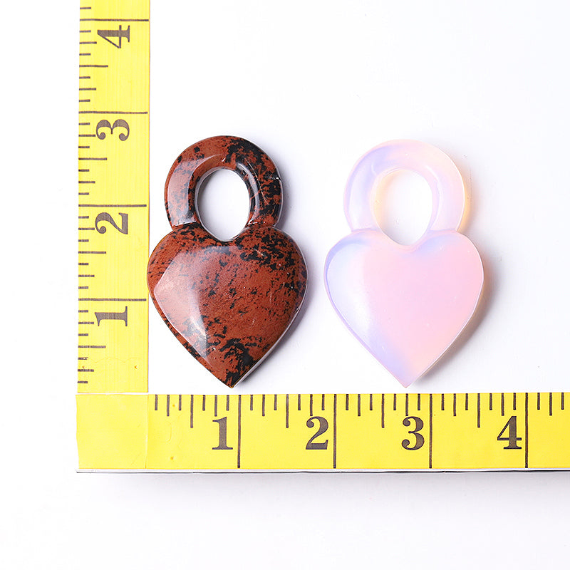 2.6 inch Crystal Heart Carvings in Mahogany, Opalite & Fluorite