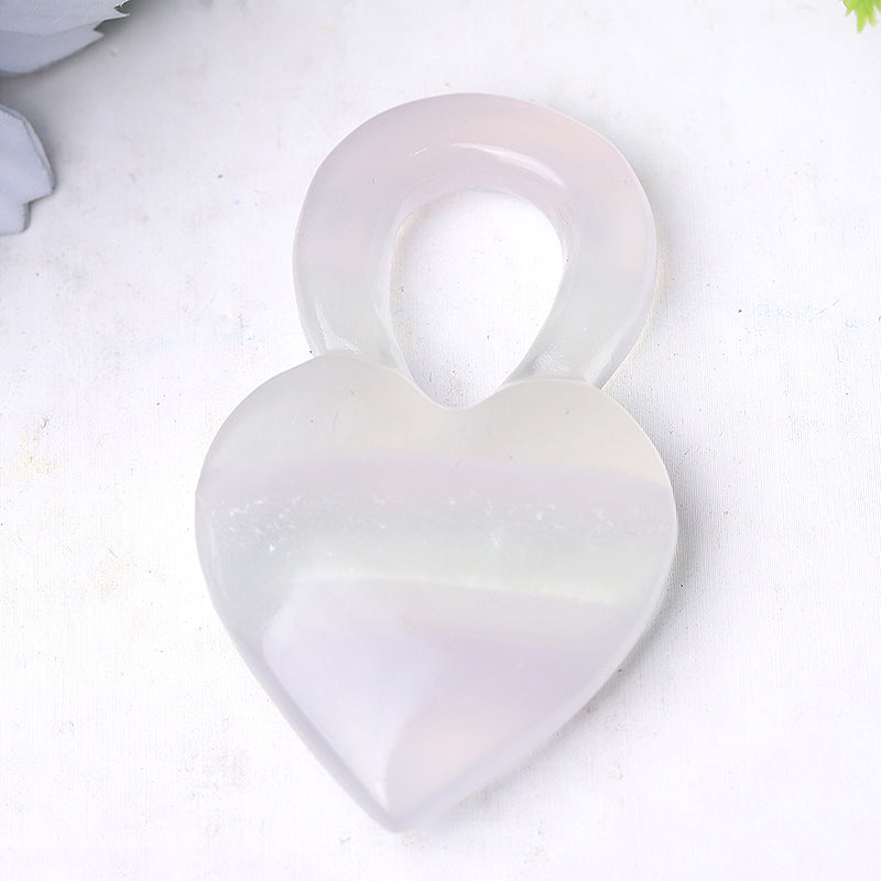 2.6 inch Crystal Heart Carvings in Mahogany, Opalite & Fluorite