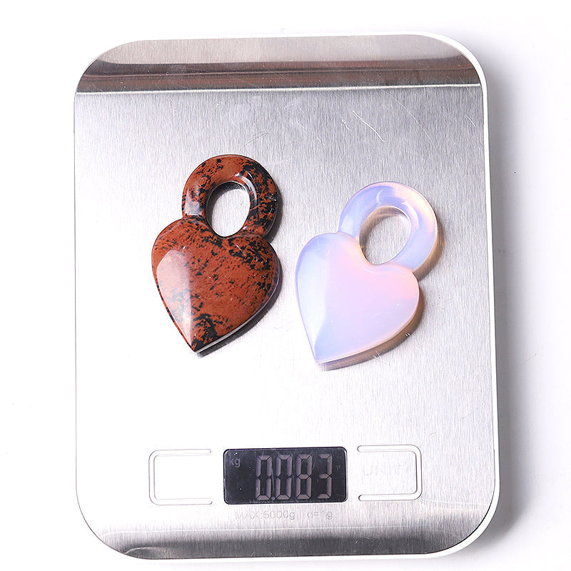 2.6 inch Crystal Heart Carvings in Mahogany, Opalite & Fluorite