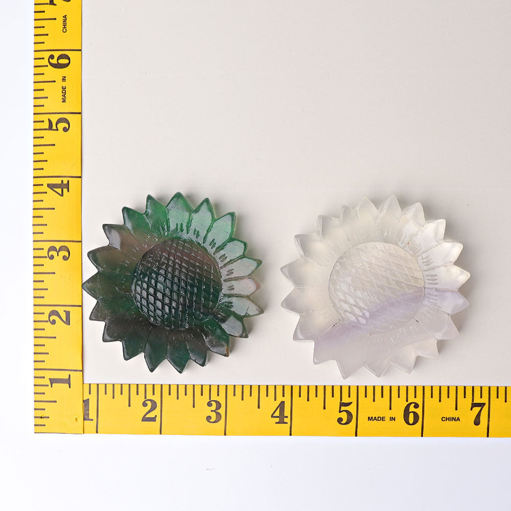 2.6-inch Fluorite Sunflower Crystal Figurine Carving