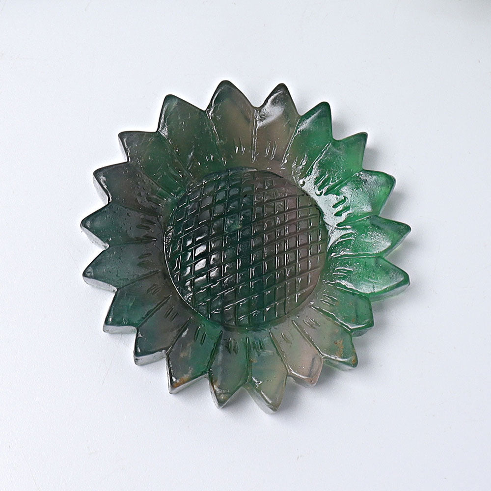 2.6-inch Fluorite Sunflower Crystal Figurine Carving
