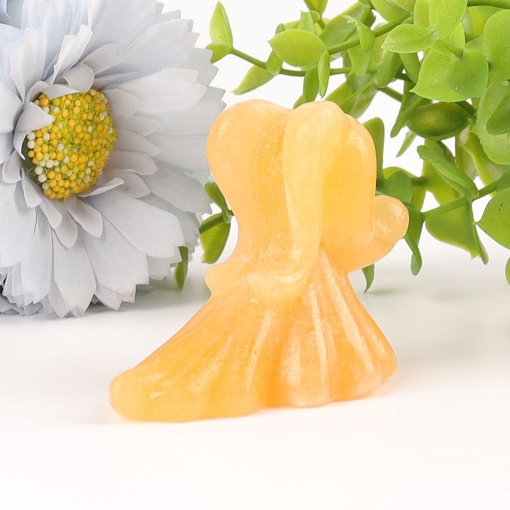 2.6 inch Honey Calcite Crystal Dog Carving Figurine