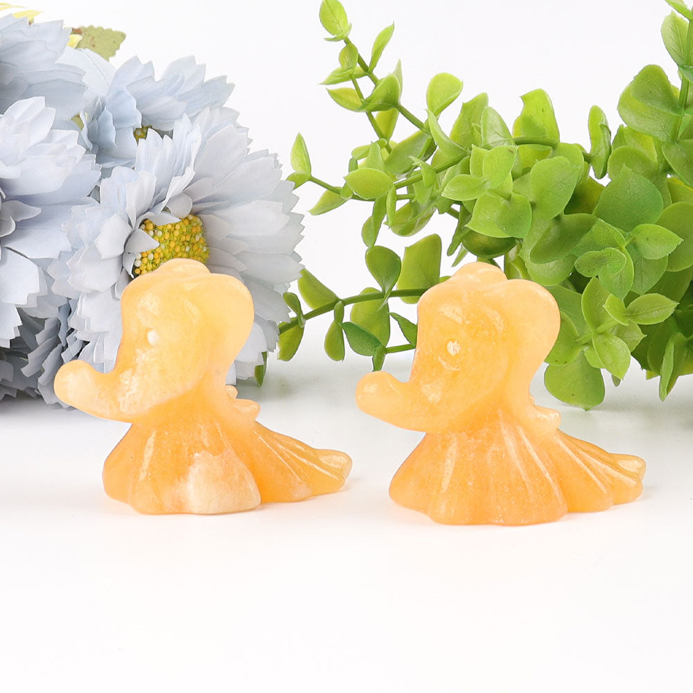 2.6 inch Honey Calcite Crystal Dog Carving Figurine