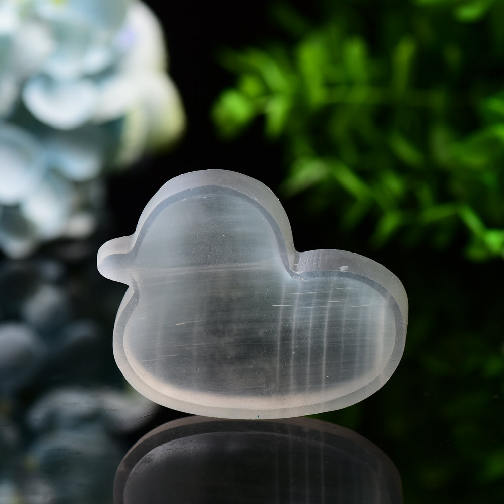 2.6 inch Selenite Duck Crystal Figurine Carving