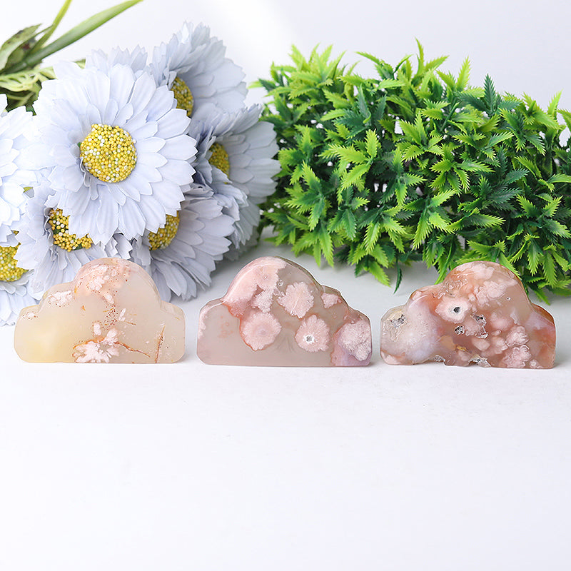2.65 Inch Flower Agate Cloud Crystal Figurine Carving