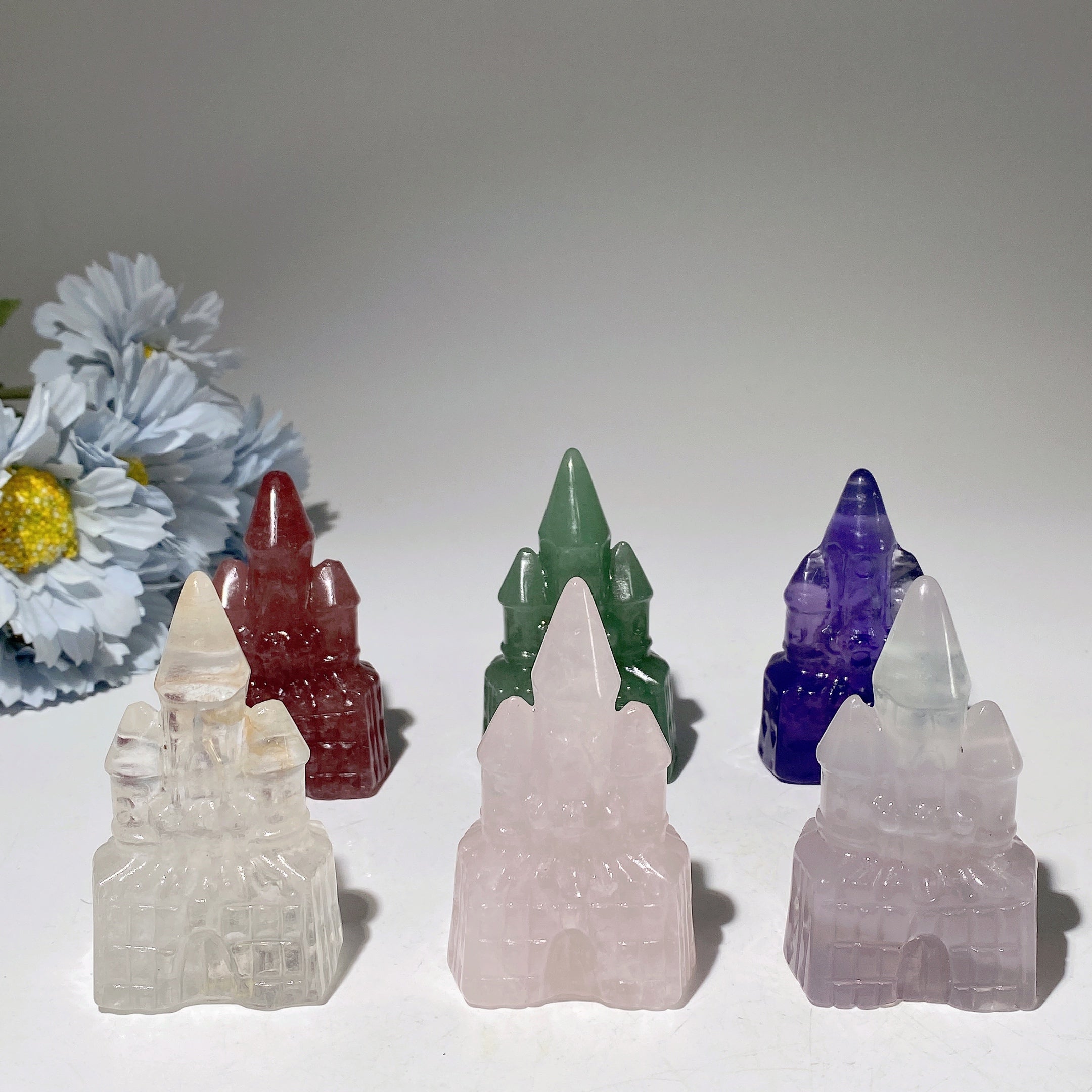 2.6in Mixed Crystal Castle Figurines for Healing Energy