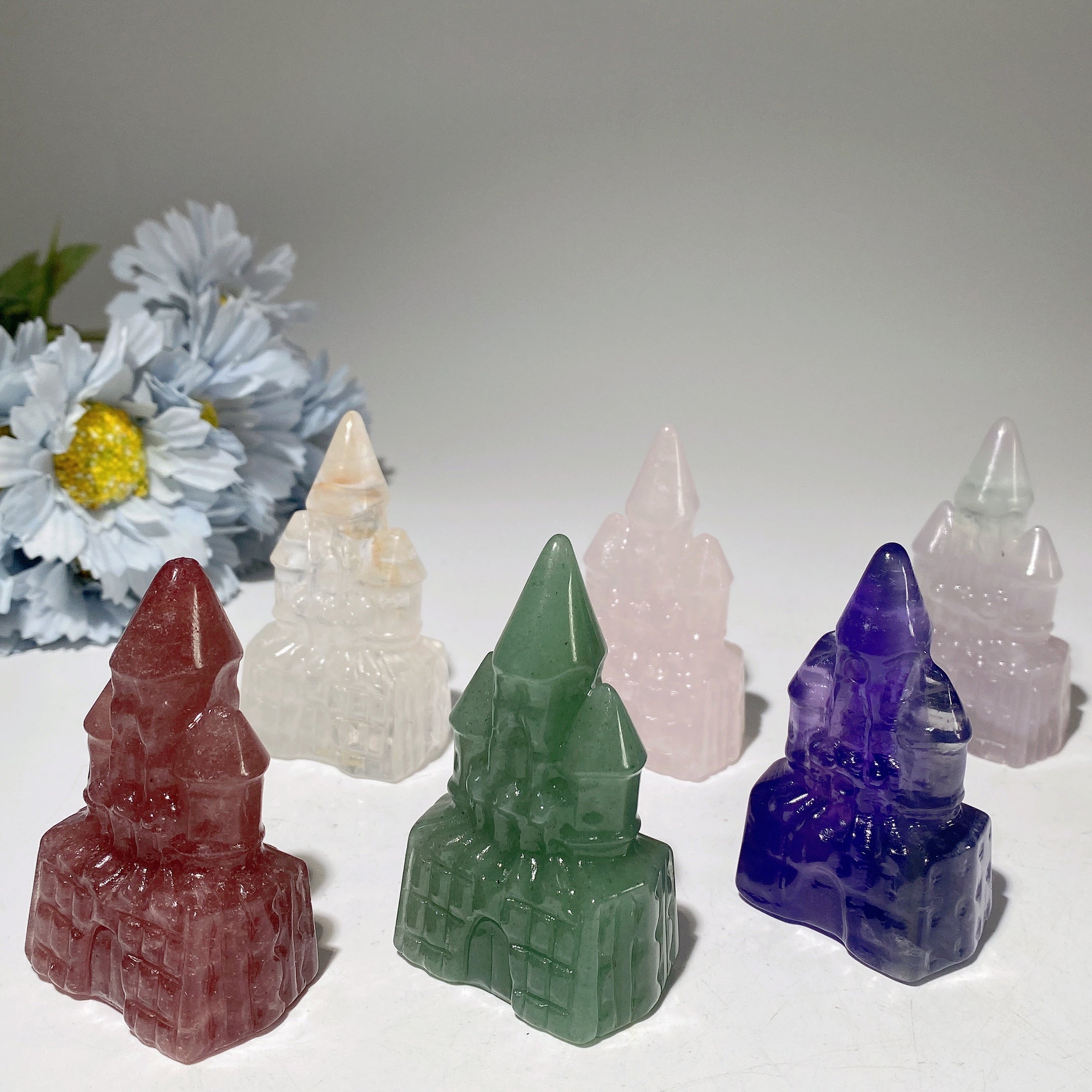 2.6in Mixed Crystal Castle Figurines for Healing Energy