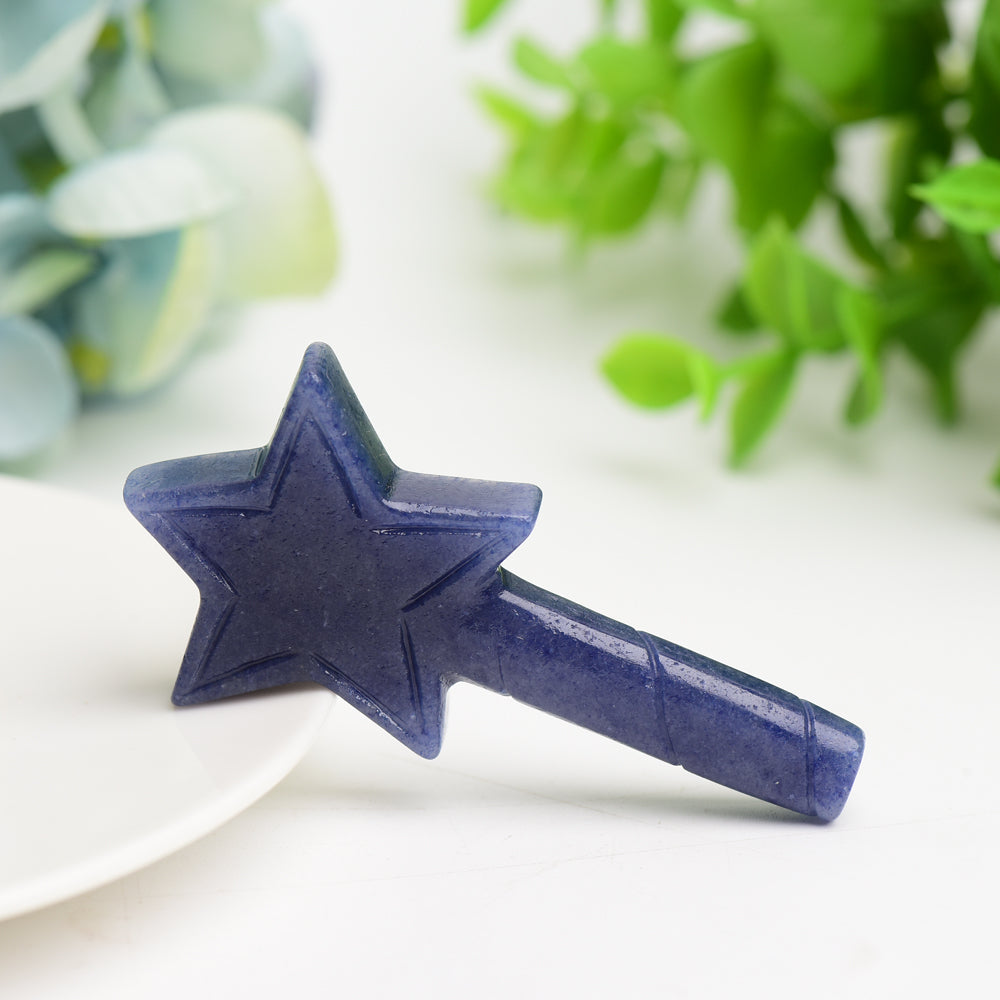 2.7" Healing Crystal Star Wand | Multi Gemstone Carving