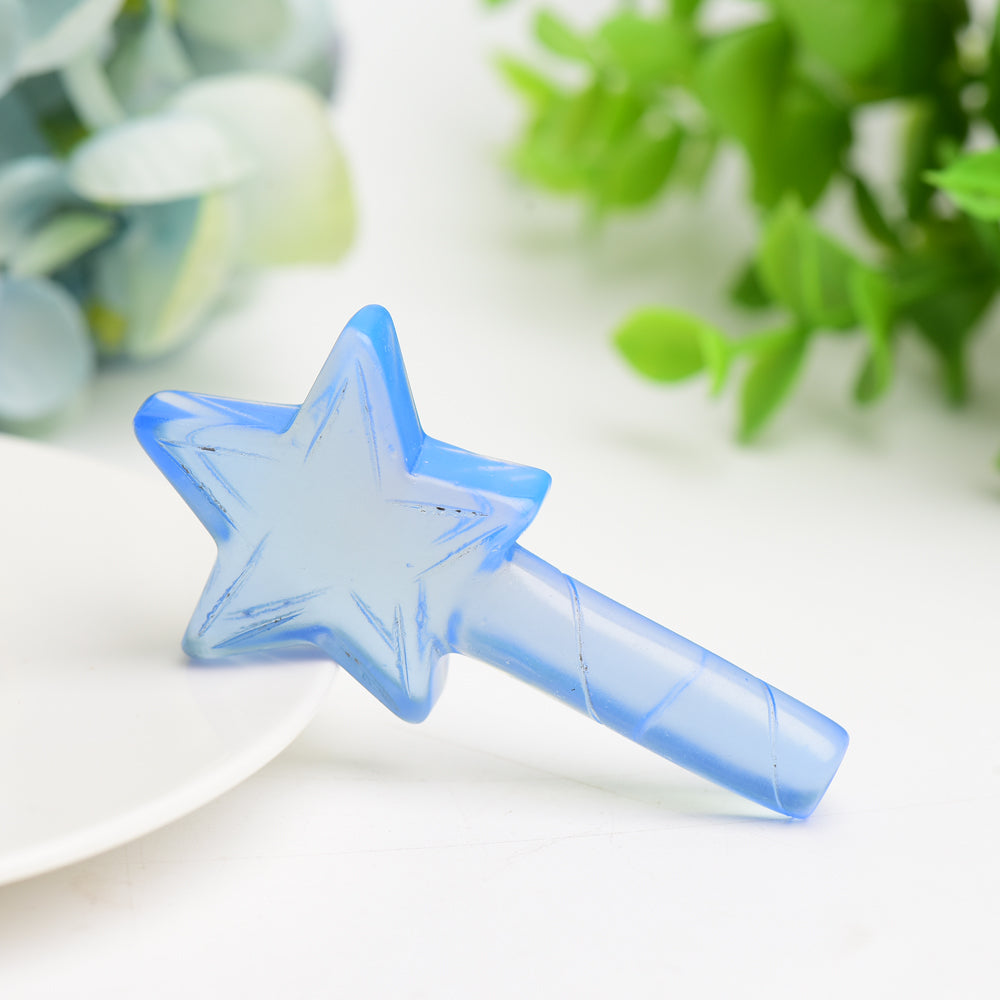2.7" Healing Crystal Star Wand | Multi Gemstone Carving