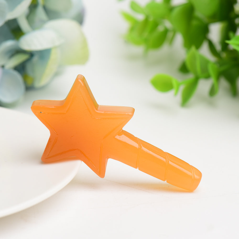 2.7" Healing Crystal Star Wand | Multi Gemstone Carving