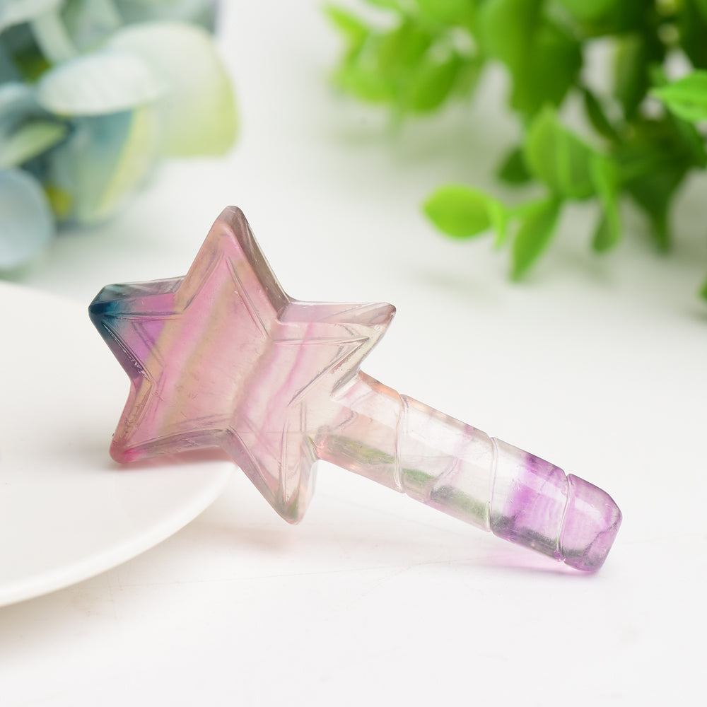 2.7" Healing Crystal Star Wand | Multi Gemstone Carving