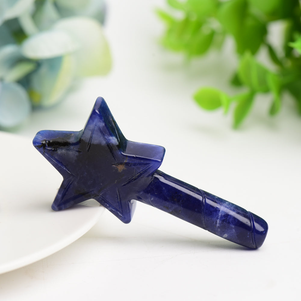 2.7" Healing Crystal Star Wand | Multi Gemstone Carving