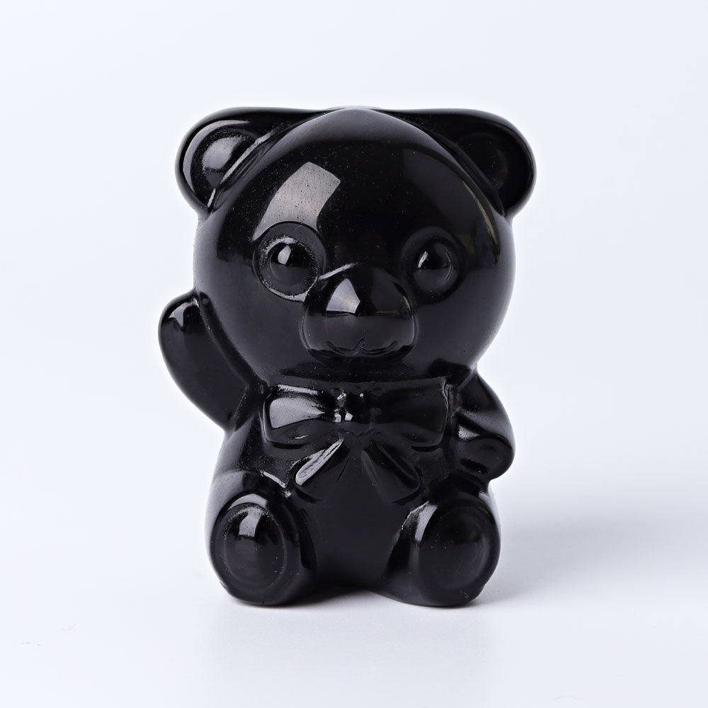2.7-inch Black Obsidian Crystal Bear Figurine for Healing