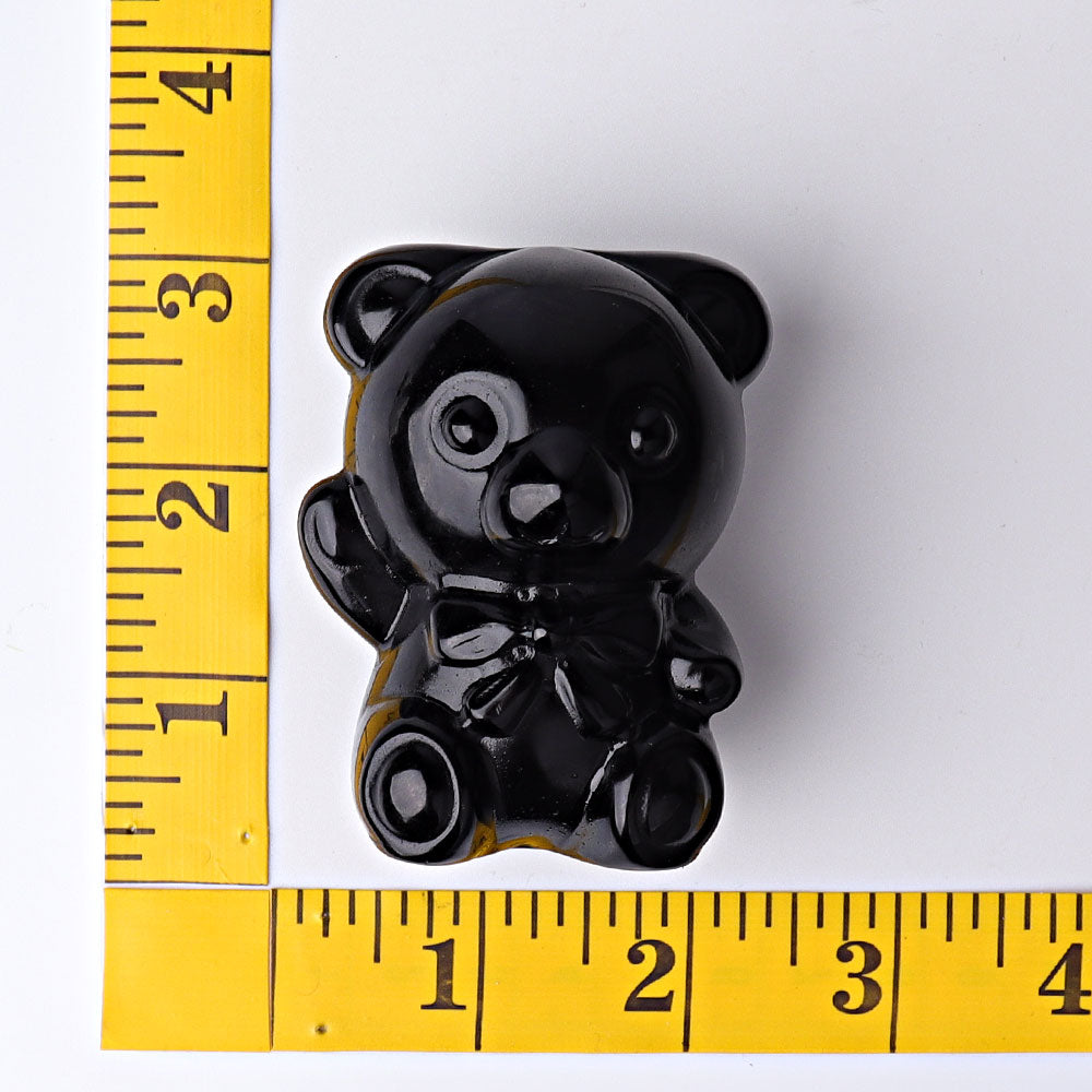2.7-inch Black Obsidian Crystal Bear Figurine for Healing