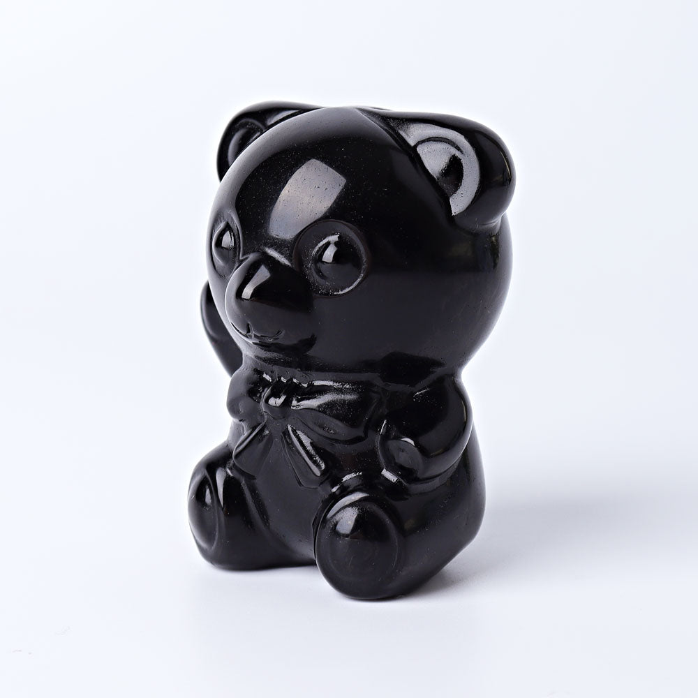2.7-inch Black Obsidian Crystal Bear Figurine for Healing