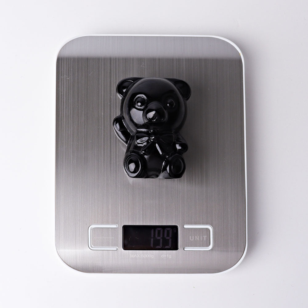 2.7-inch Black Obsidian Crystal Bear Figurine for Healing