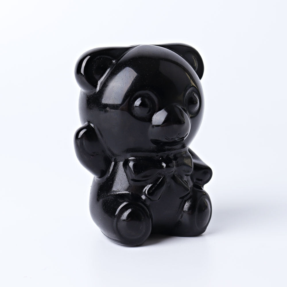 2.7-inch Black Obsidian Crystal Bear Figurine for Healing