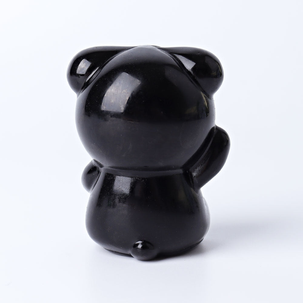2.7-inch Black Obsidian Crystal Bear Figurine for Healing