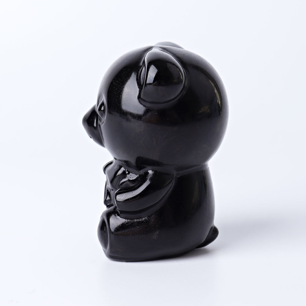 2.7-inch Black Obsidian Crystal Bear Figurine for Healing